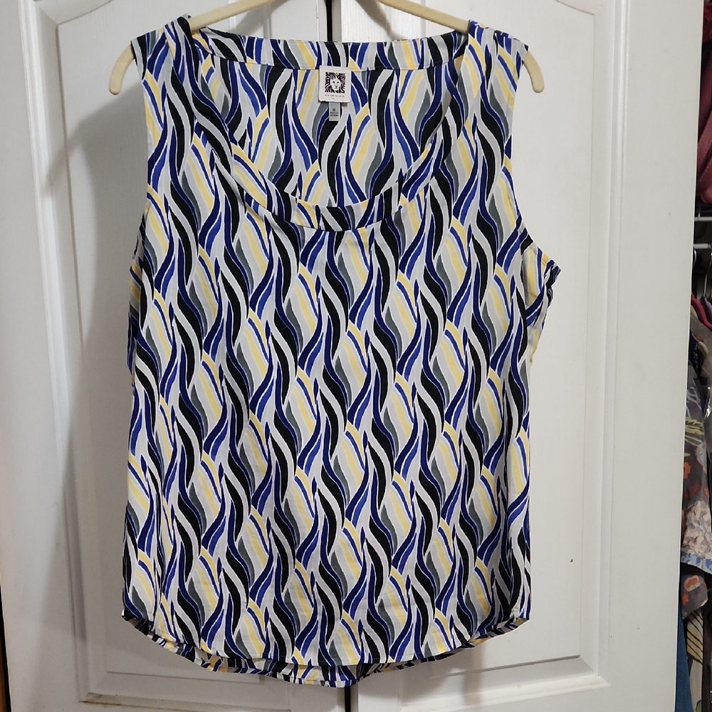 Anne Klein Blue Sailor Collar Blouse